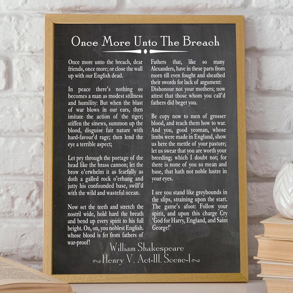 Once More Unto The Breach Shakespeare Speech Poster