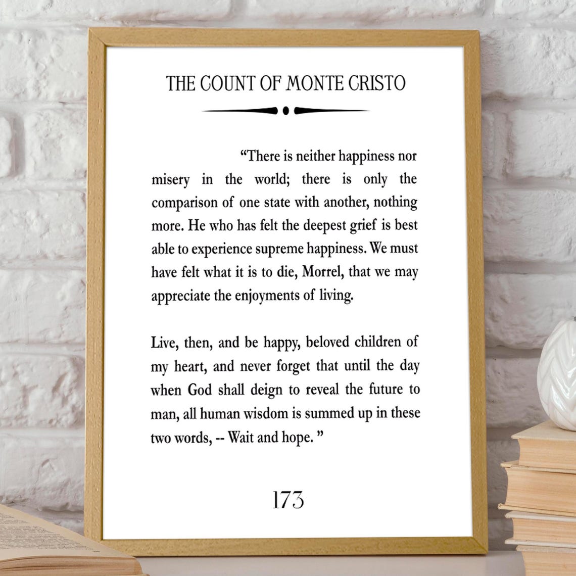 The Count Of Monte Cristo Quote, Book Page Poster