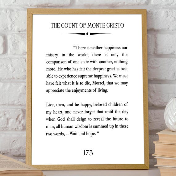 The Count Of Monte Cristo Quote, Book Page Poster