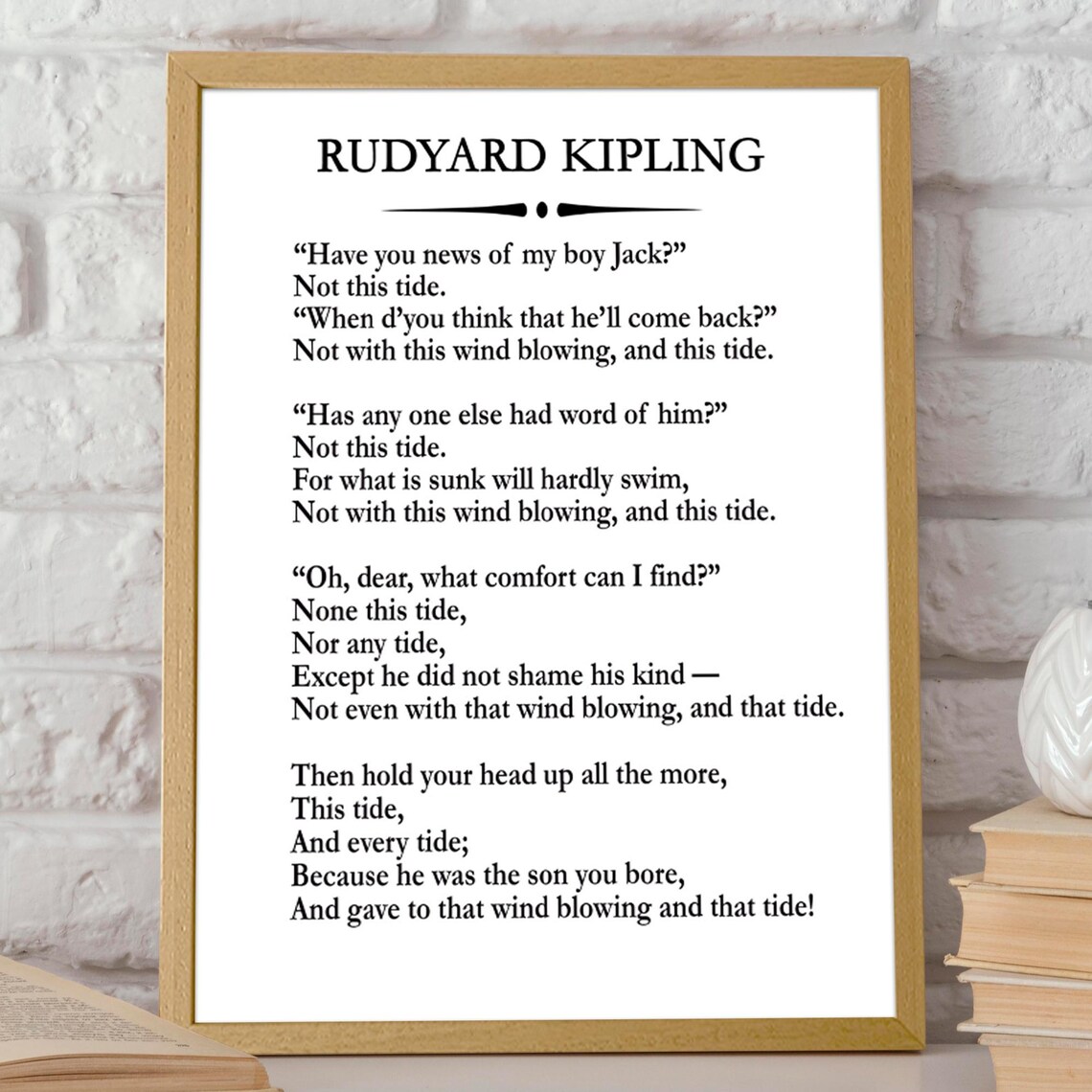 Rudyard Kipling My Boy Jack Classic War Poem Poetry Wall Print