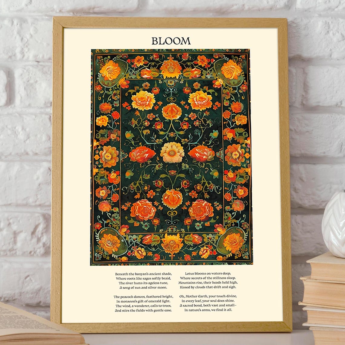 Retro Floral Art Print With Poetic Verse Poster Pattern Flower Botanical Wall Art For Home And Office Decor Poster Or Print - Image 2