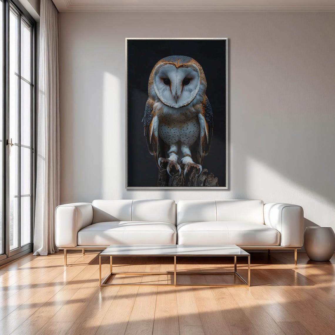 Barn Owl Intense Gaze On Black Background Dramatic Portrait Poster - Image 2