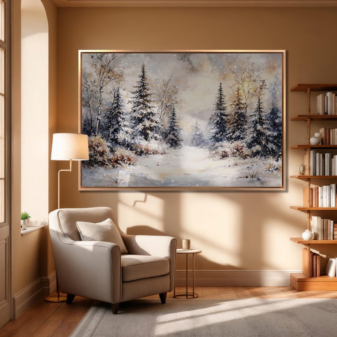 Sunlit Winter Forest With Birch Trees And Falling Snow Poster - Image 6