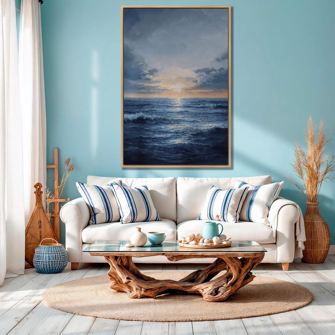 Golden Sunset Reflecting Over Deep Dark Blue Ocean Waves Poster - Image 4