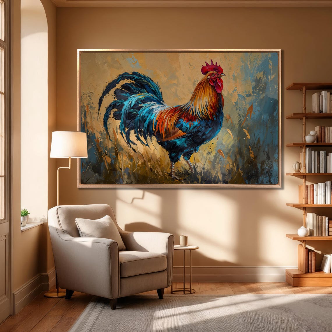 Vibrant Rooster Portrait Farmhouse Poultry Colorful Wall Art - Image 3