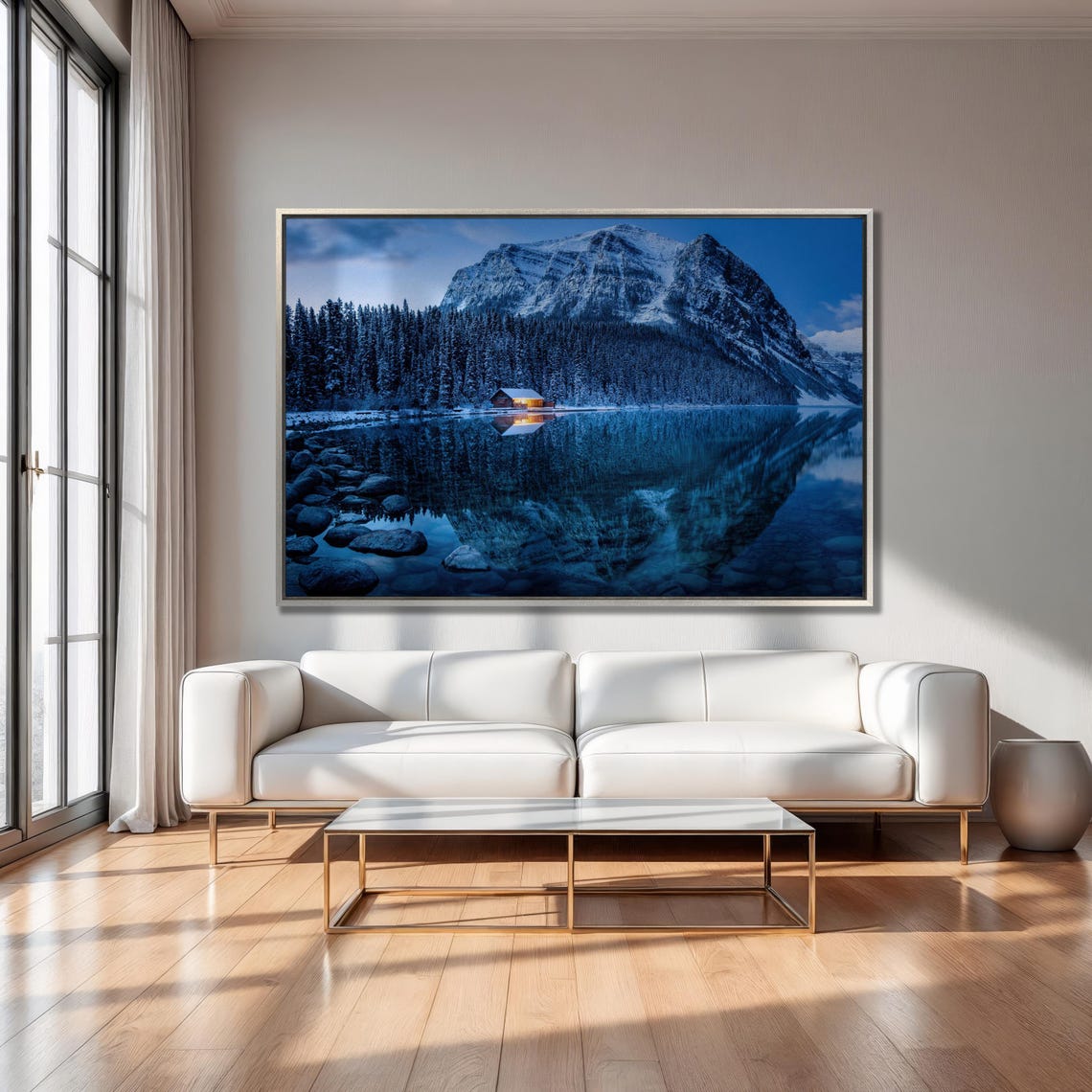 Lake Louise Winter Twilight Cabin Snow Reflection Canada Poster - Image 5