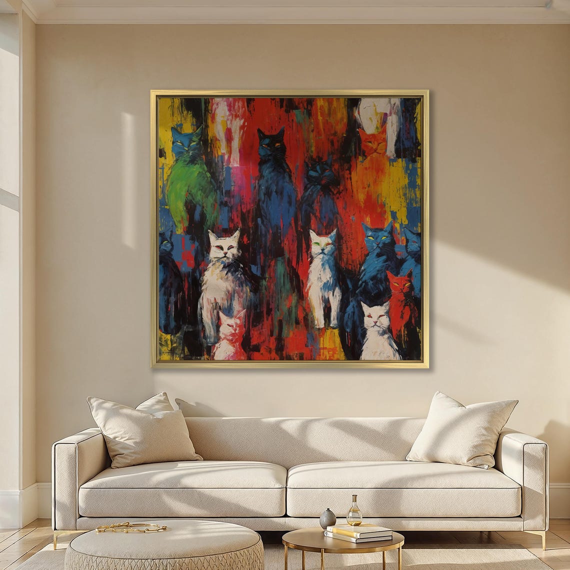 Colorful Pop Art Cats Abstract Graffiti Style Feline Painting Poster - Image 6