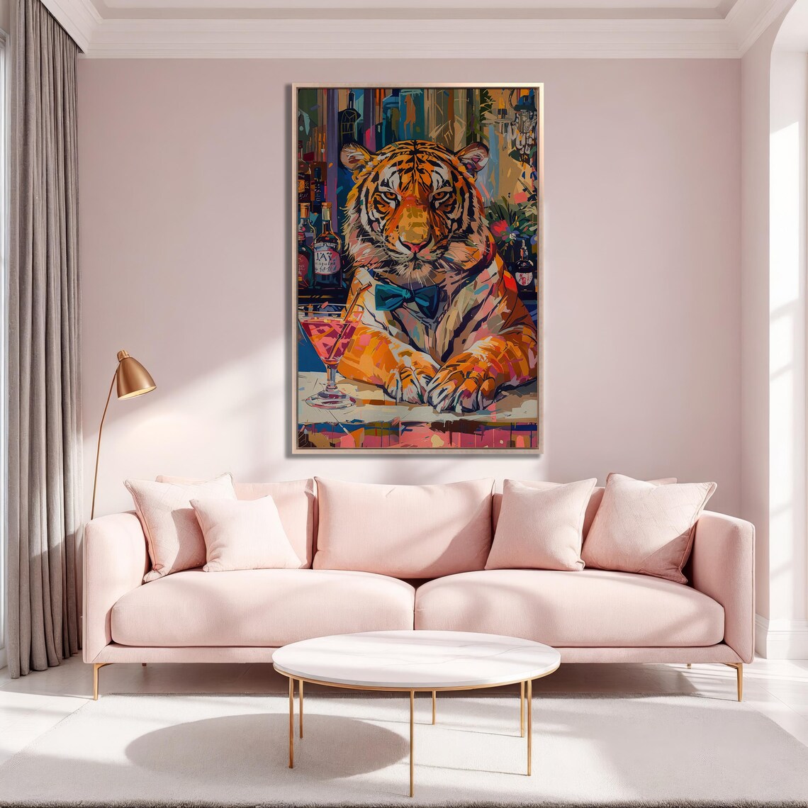 Colorful Abstract Tiger With Drink, Surreal Bar Print - Image 5