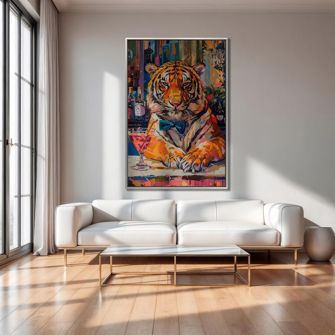 Colorful Abstract Tiger With Drink, Surreal Bar Print - Image 3