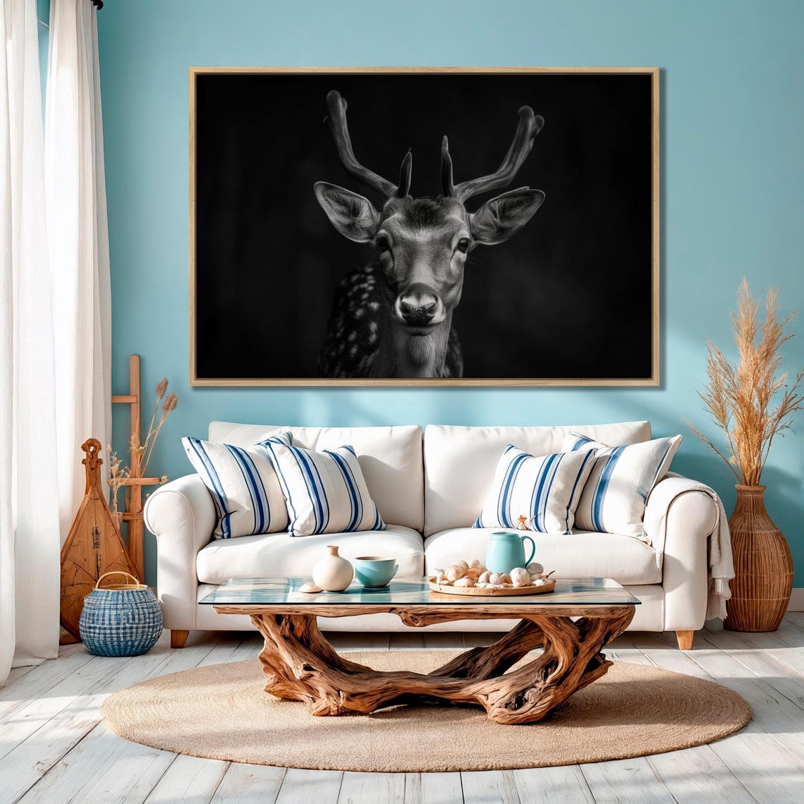 Spotted Fawn Portrait Black And White Gentle Deer Nature Wall Art - Image 2