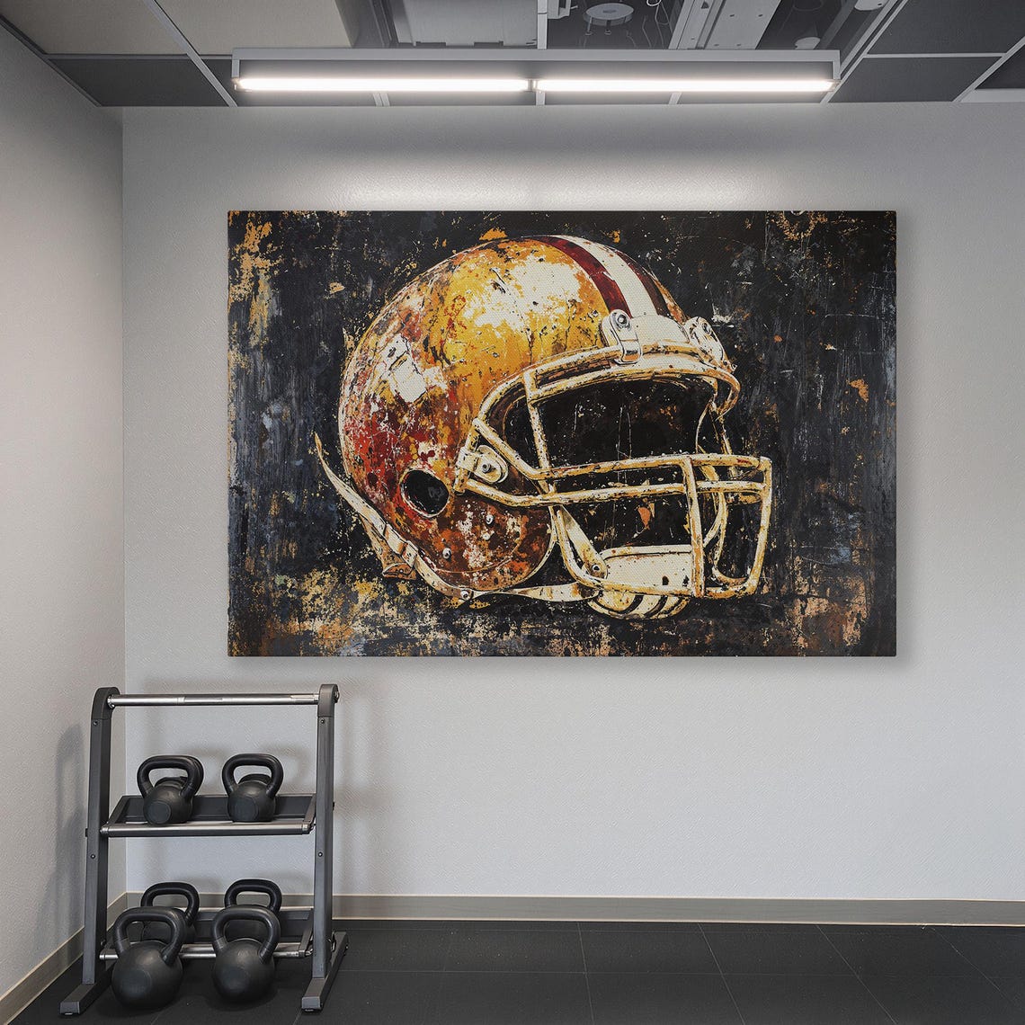 Abstract Sports Framed Wall Art Football Helmet Painting Print Vibrant Motivational Decor Boys Room Art Poster Ready To Hang Gift - Image 6