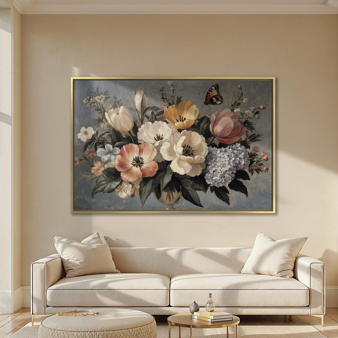 Dutch Floral Still Life With Butterfly Vintage Botanical Poster - Image 2