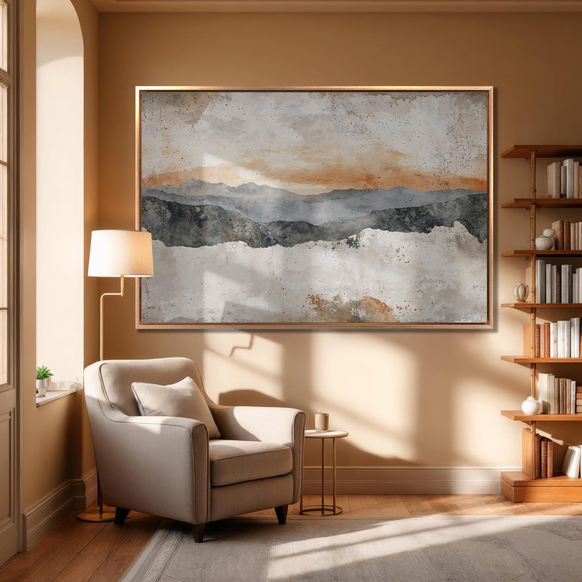 Hazy Watercolor Mountains Abstract Landscape In Modern Style Framed Print Large Nature Wall Art Home Decor Ready To Hang Gift - Image 6