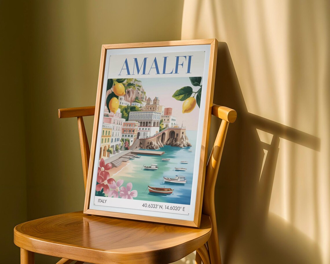 Amalfi Italy Vintage Travel Poster, Italian Coast - Image 2