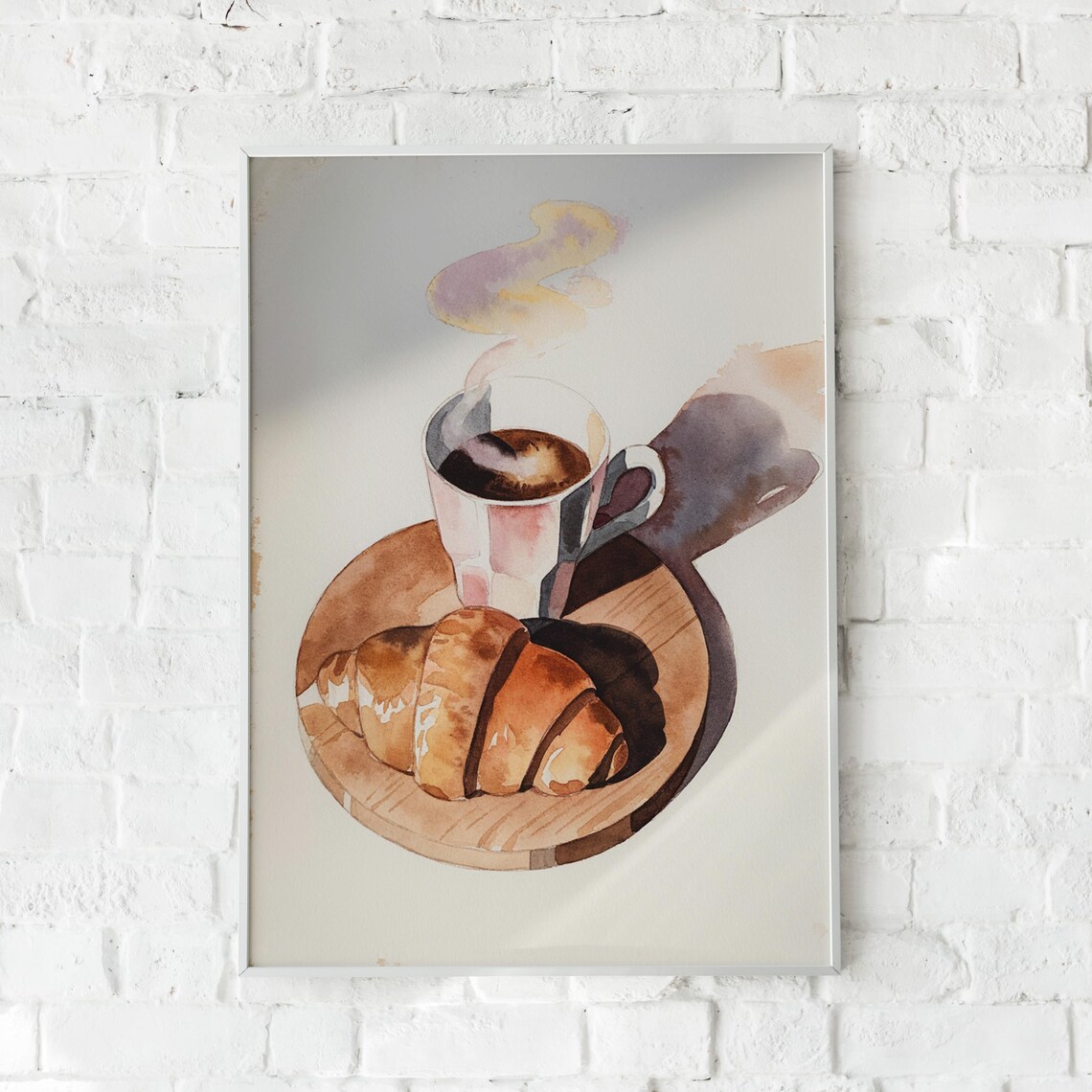 Croissant and Coffee Watercolour Art Print, Kitchen Decor - Image 4