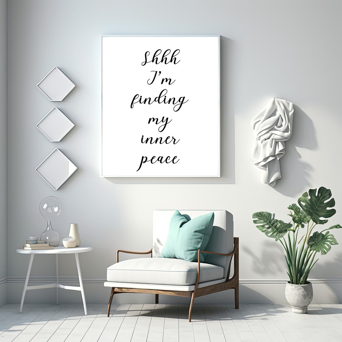 Shhh Im Finding My Inner Peace Calligraphy Script Mindfulness Poster - Image 3