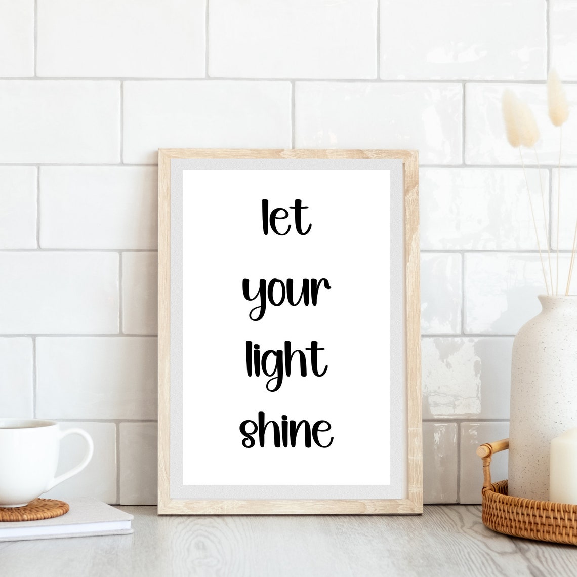 Let Your Light Shine Playful Script Typography Minimalist Quote Poster - Image 3