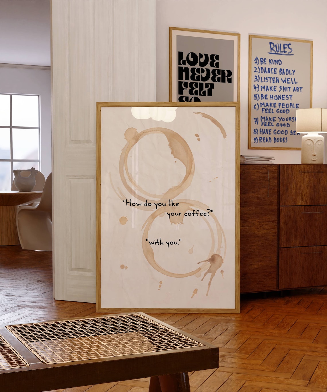 Coffee Minimalist Print, Modern Retro Art Print
