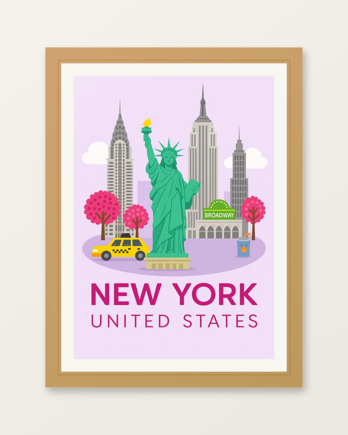 New York United States Statue of Liberty Travel Art City Poster