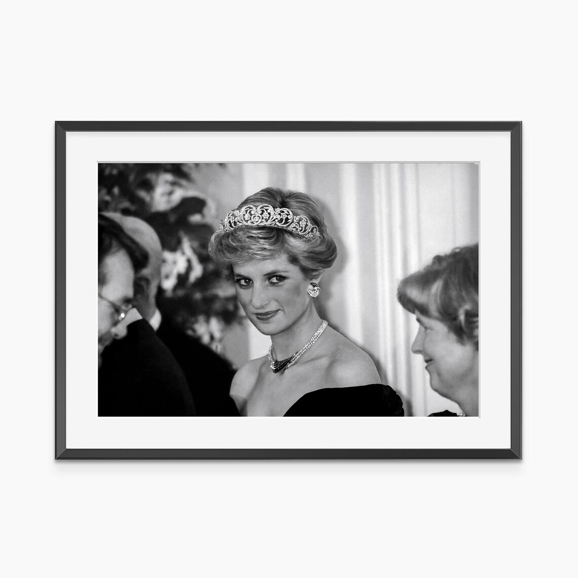 Princess Diana Spencer Tiara Black and White Portrait Photo Poster