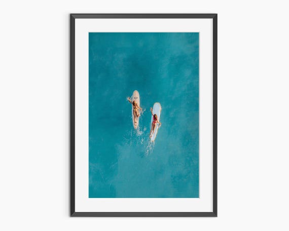 Surf Poster Photography Prints Wall Art Surfboard Paddling Ocean Print Surfing Museum Quality