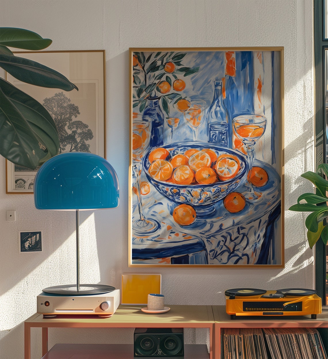 Blue and Orange Citrus Still Life Matisse Inspired Abstract Poster - Image 2