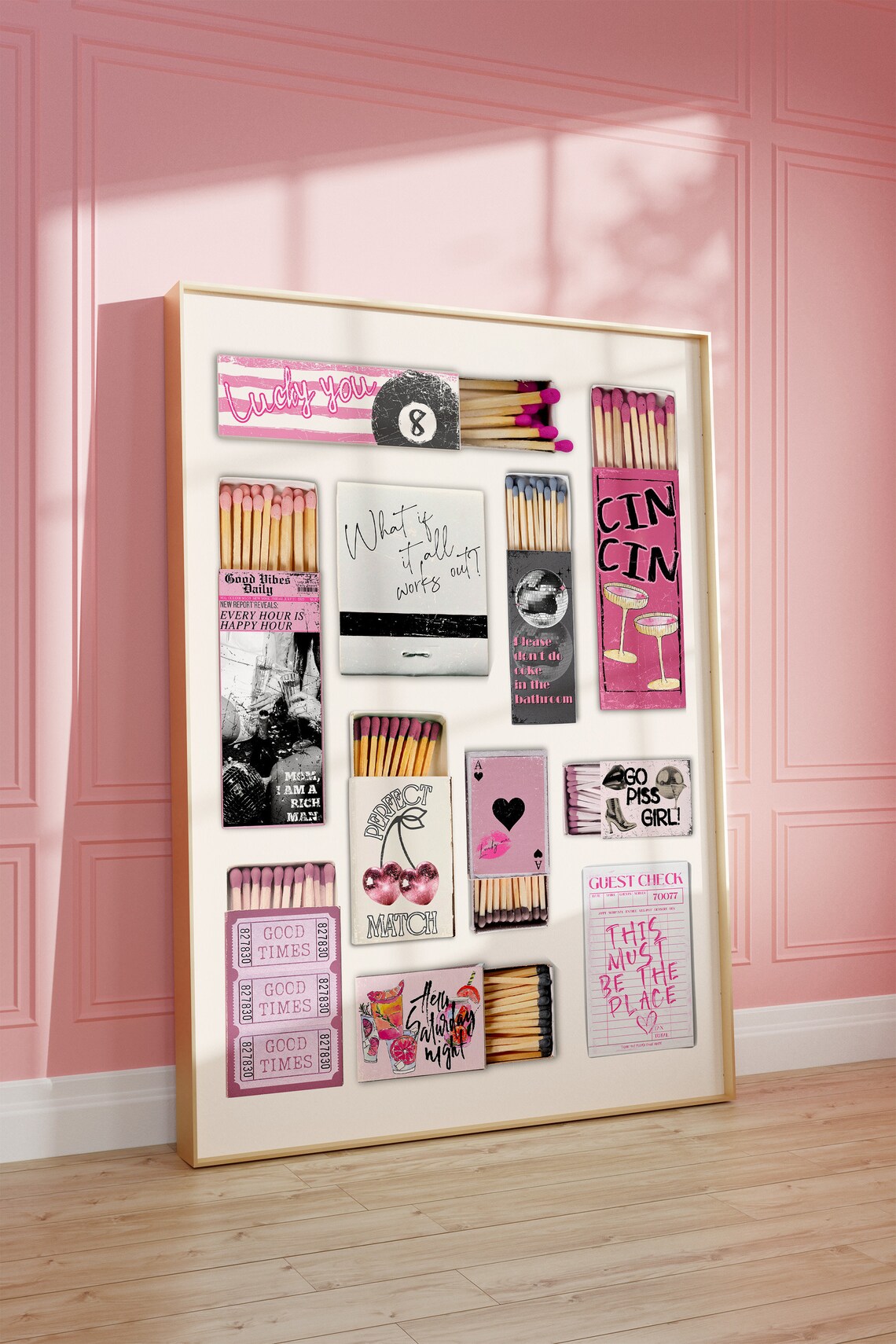 Vintage Matchbox Lucky You Art Print, Retro Aesthetic - Image 3