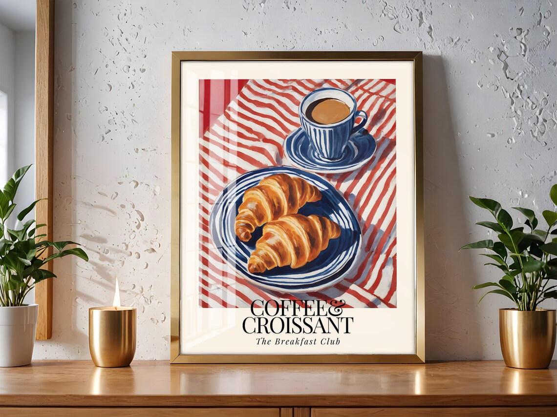 Coffee And Croissant Print, Matisse-Inspired Kitchen Art - Image 2
