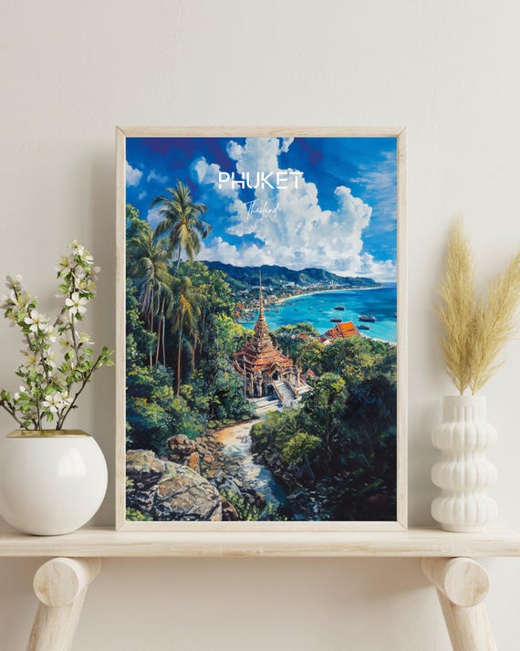 Phuket Travel Poster, Tropical Landscape Decor