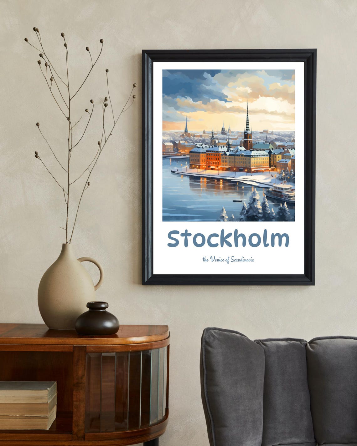 Stockholm Poster Stockholm Winter Art Print Stockholm Travel Poster Sweden Wall Art Sweden Print Christmas Gift Christmas Art Decor - Image 2