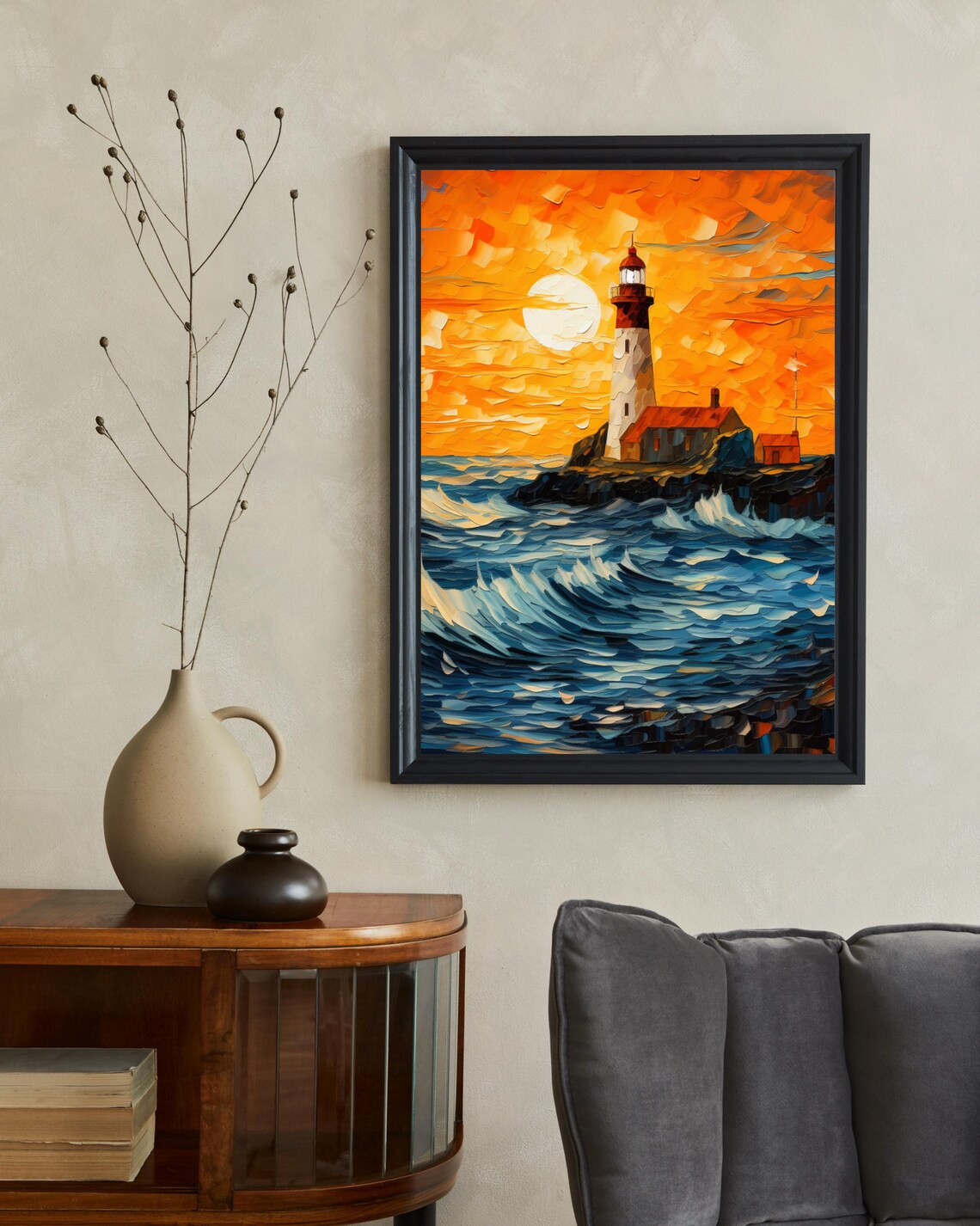 Lighthouse Nostalgic Sunset Art Print - Image 2