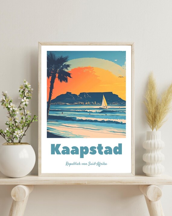 Cape Town Vintage Travel Poster, South Africa Print