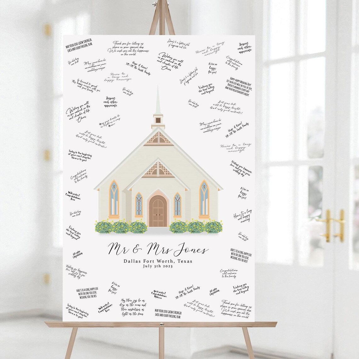 Church Wedding Venue Guest Book Alternative Portrait Art Poster