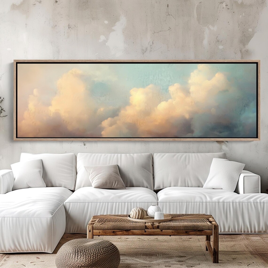 Dreamy Soft Pastel Clouds Wide Panoramic Serene Morning Sky Poster