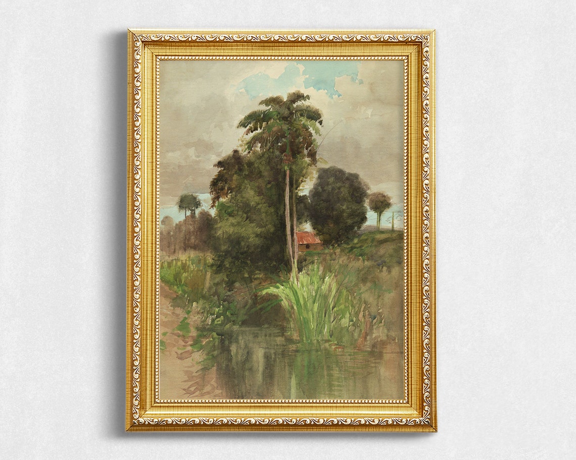 Palm Tree Landscape Painting Southern Landscape Wall Art Southern Paintings - Image 2