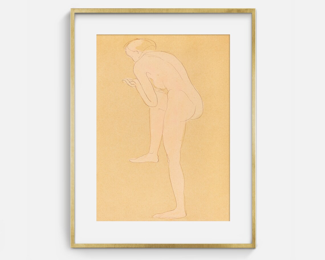 Minimalist Nude Woman Figure Line Drawing Vintage Sketch Art Poster - Image 2
