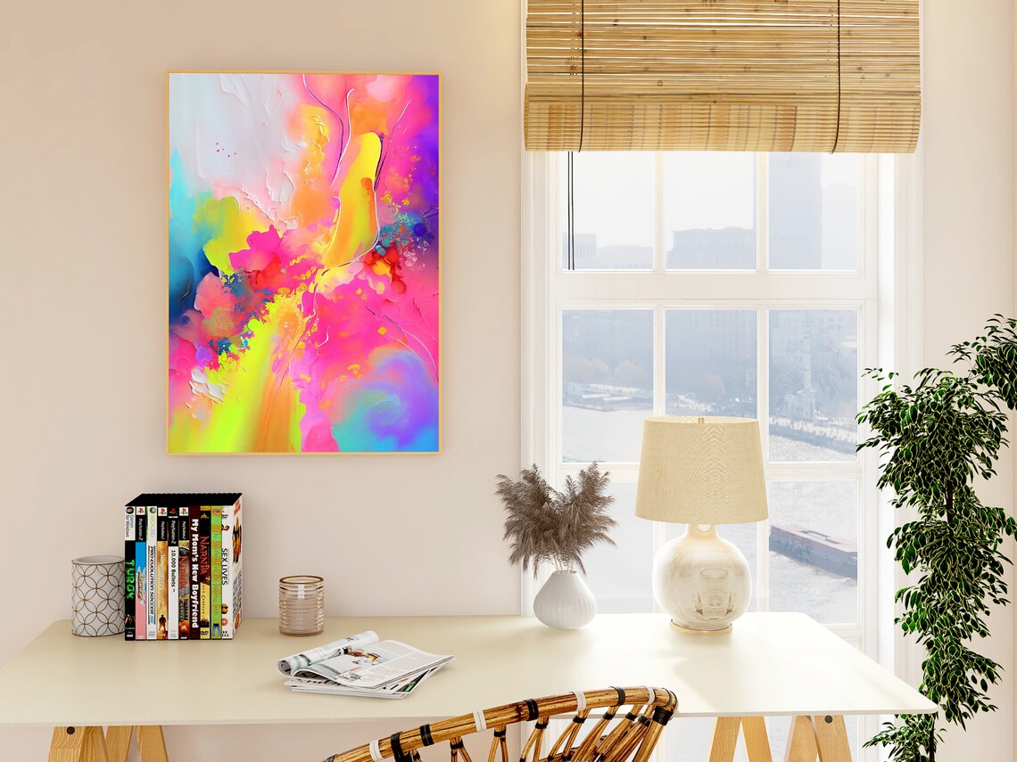 Soft Pastel Watercolor Abstract with Delicate Line Detail Poster - Image 3