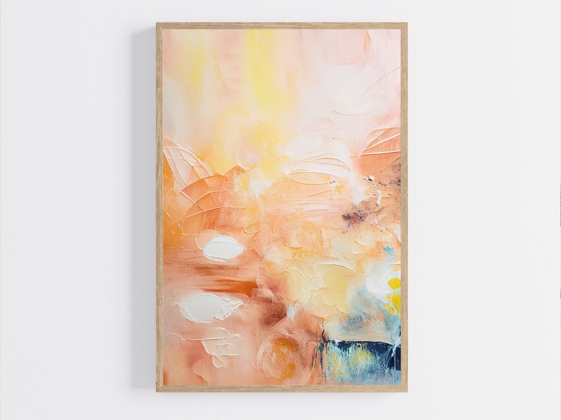 Warm Peach and Cream Textured Impasto Abstract Serene Poster - Image 4