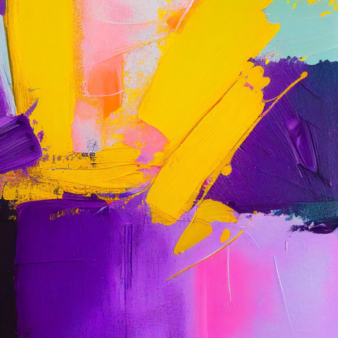 Royal Purple Gold Diagonal Brushstroke Abstract Expressionism Poster - Image 3