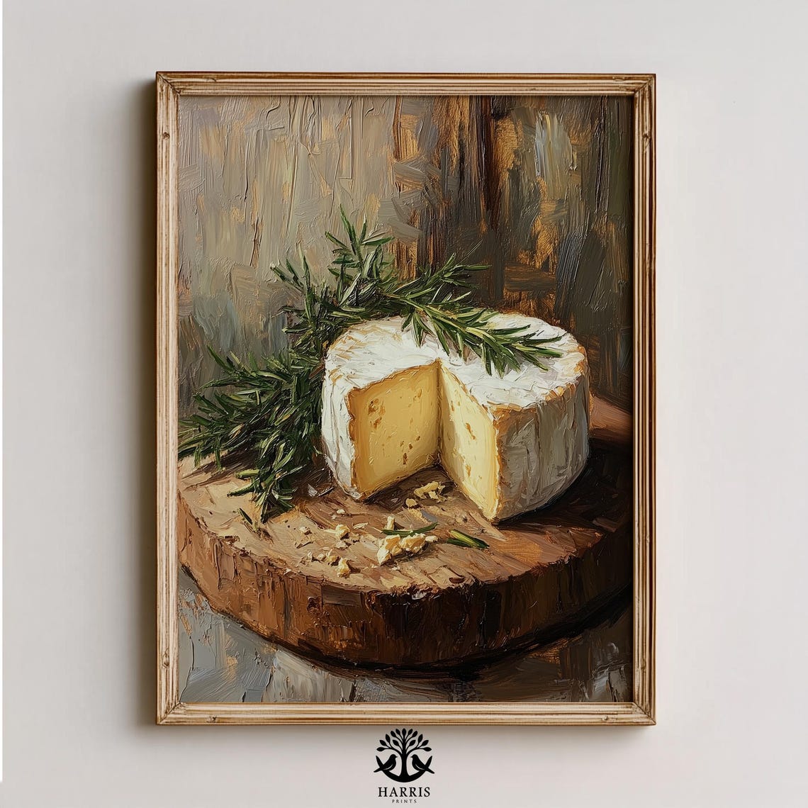 Rustic Cheese Wheel With Rosemary Wooden Board Still Life Poster