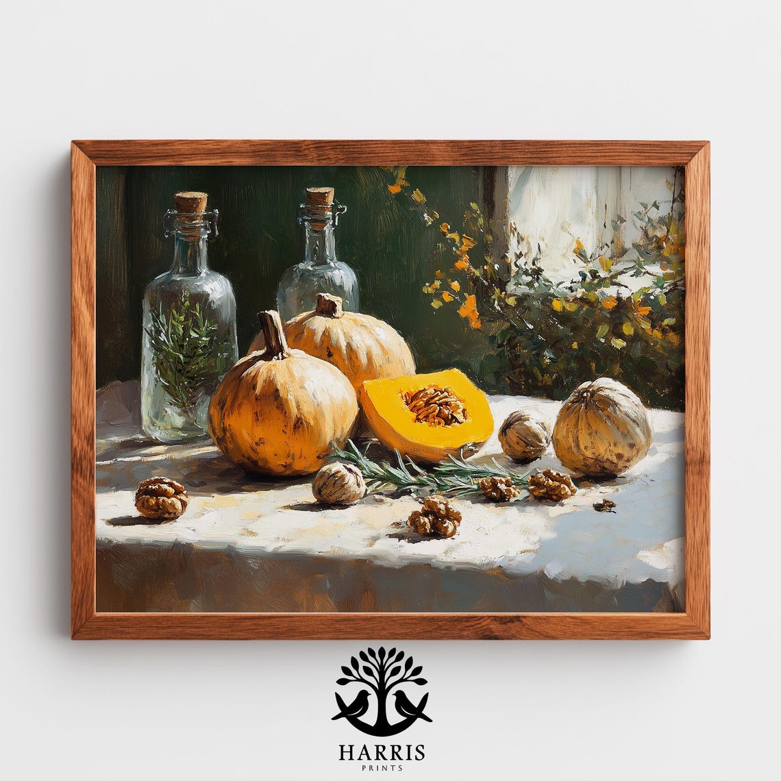 Rustic Autumn Butternut Squash Still Life Vintage Kitchen Wall Art