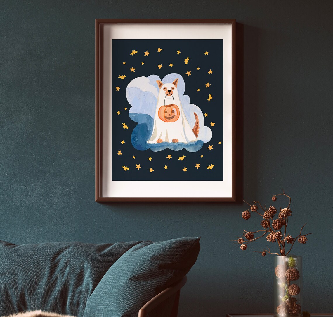 Ghost Dog Illustration, Halloween Art Print - Image 3