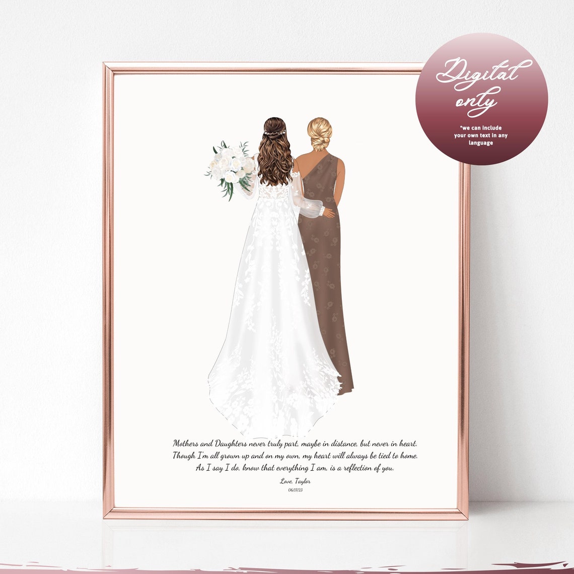 Mother Of The Bride Poem From Daughter To Mom Mother Of The Bride Gift Mother And Daughter Wedding Gift Bride And Mother Illustration
