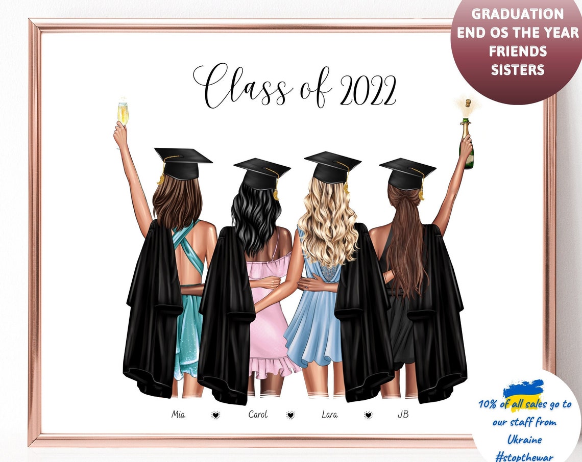 Class of 2022 Graduation Four Best Friends Custom Print Keepsake