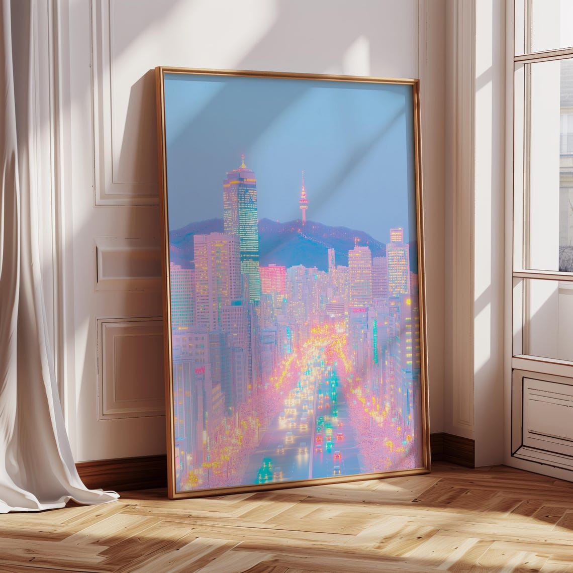 Seoul City Skyline Print Modern Minimalist Urban Art Jpgs