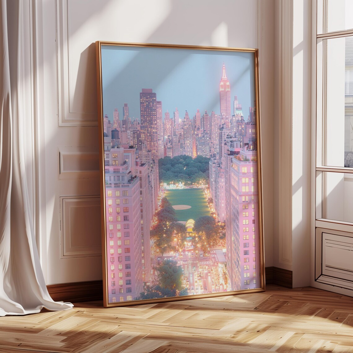 NYC Skyline Print, Pastel New York City Poster