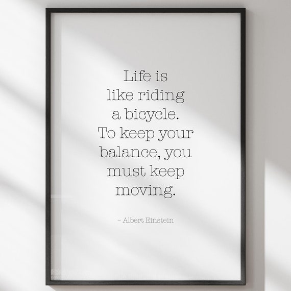 Riding A Bicycle Albert Einstein Quote Wall Art Boho Trendy Inspirational And Motivational Poster Decor Emd115
