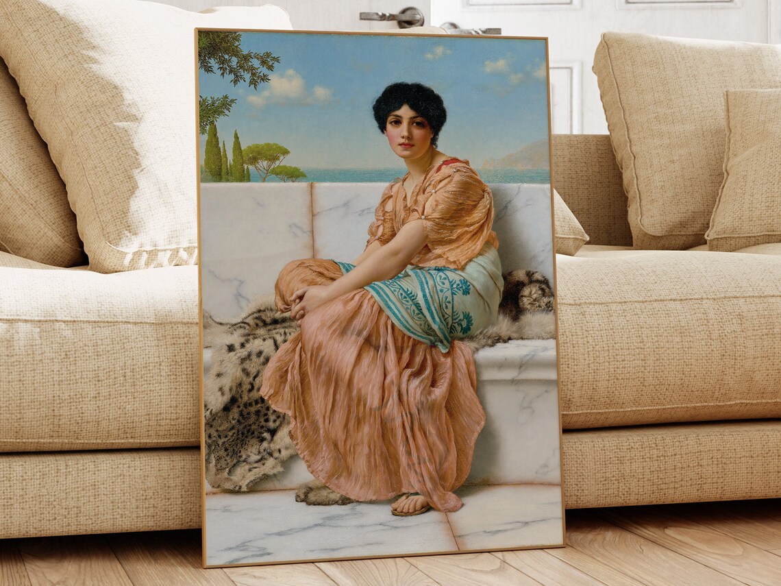 The Time Of Sappho John William Godward Famous Painting Classic Painting Museum Quality Print Vintage Wall Art Vintage Print