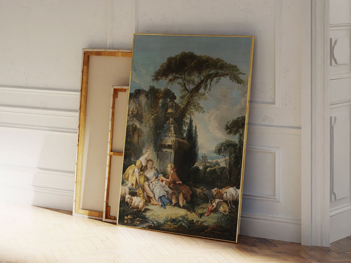 François Boucher Pastoral Scene Classic Rococo Painting Poster - Image 2
