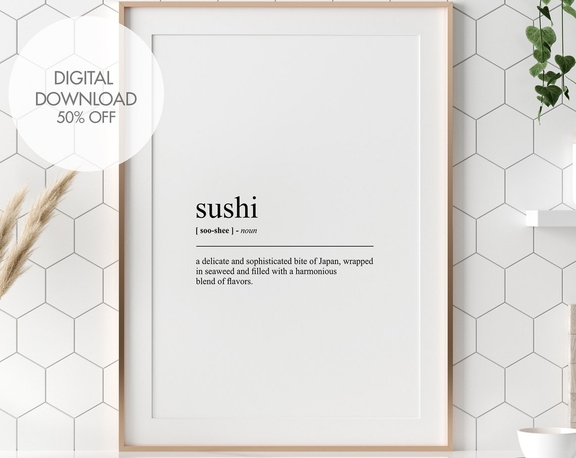 Sushi Funny Definition Food Dictionary Art Japanese Kitchen Poster